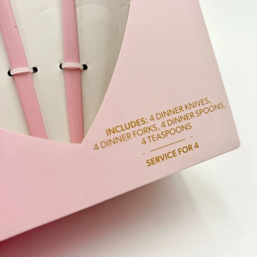 Paris Hilton 16 Piece Flatware Set Gold and Pink Service for 4 New in Box